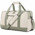 Borsa da viaggio 50 x 25 x 30 cm in tessuto beige e verde salvia con tracolla regolabile