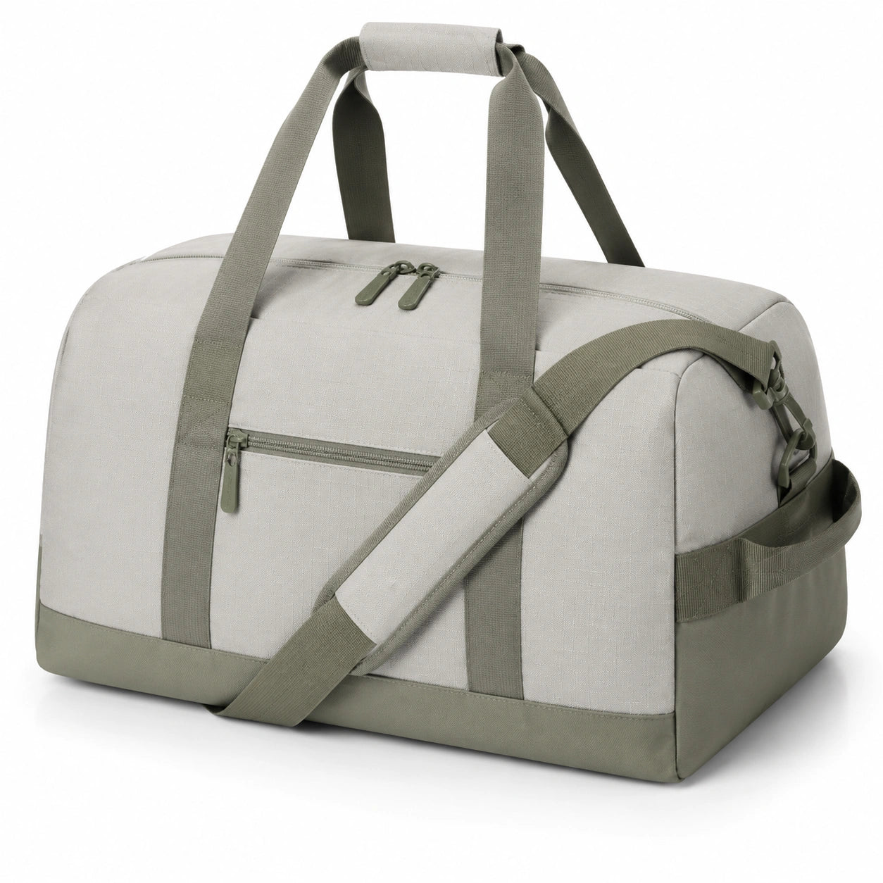 Borsone sportivo 50 x 25 x 30 cm in tessuto grigio e verde con tracolla regolabile
