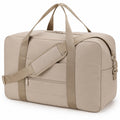 Borsone da viaggio 50 x 25 x 30 cm in tessuto sintetico beige con tracolla regolabile
