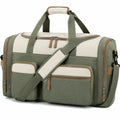 Borsa da viaggio 50 x 25 x 28 cm in tessuto verde e beige con tracolla removibile e tasche