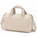 Borsa da viaggio 45 x 20 x 30 cm in poliuretano beige trapuntata con tracolla regolabile