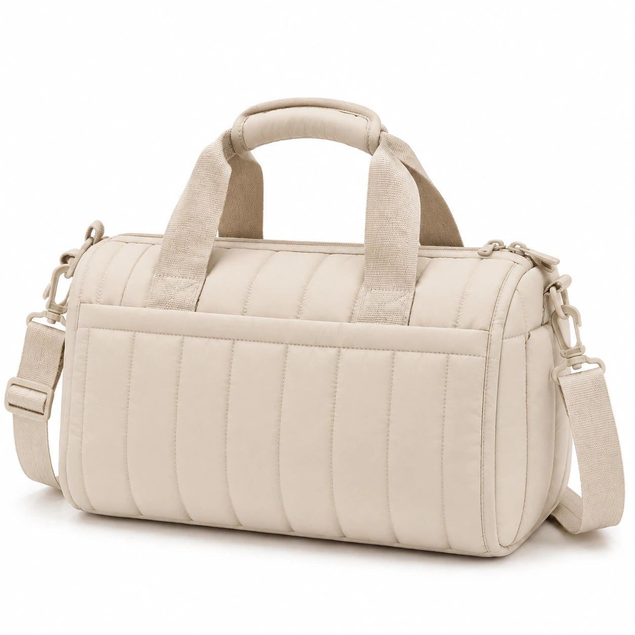 Borsa da viaggio 45 x 20 x 30 cm in poliuretano beige trapuntata con tracolla regolabile