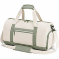 Borsone sportivo 48 x 25 x 25 cm in tessuto beige e verde - tracolla regolabile e tasca frontale