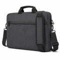 Borsa porta laptop 40 x 8 x 30 cm in tessuto grigio scuro con tracolla e manici