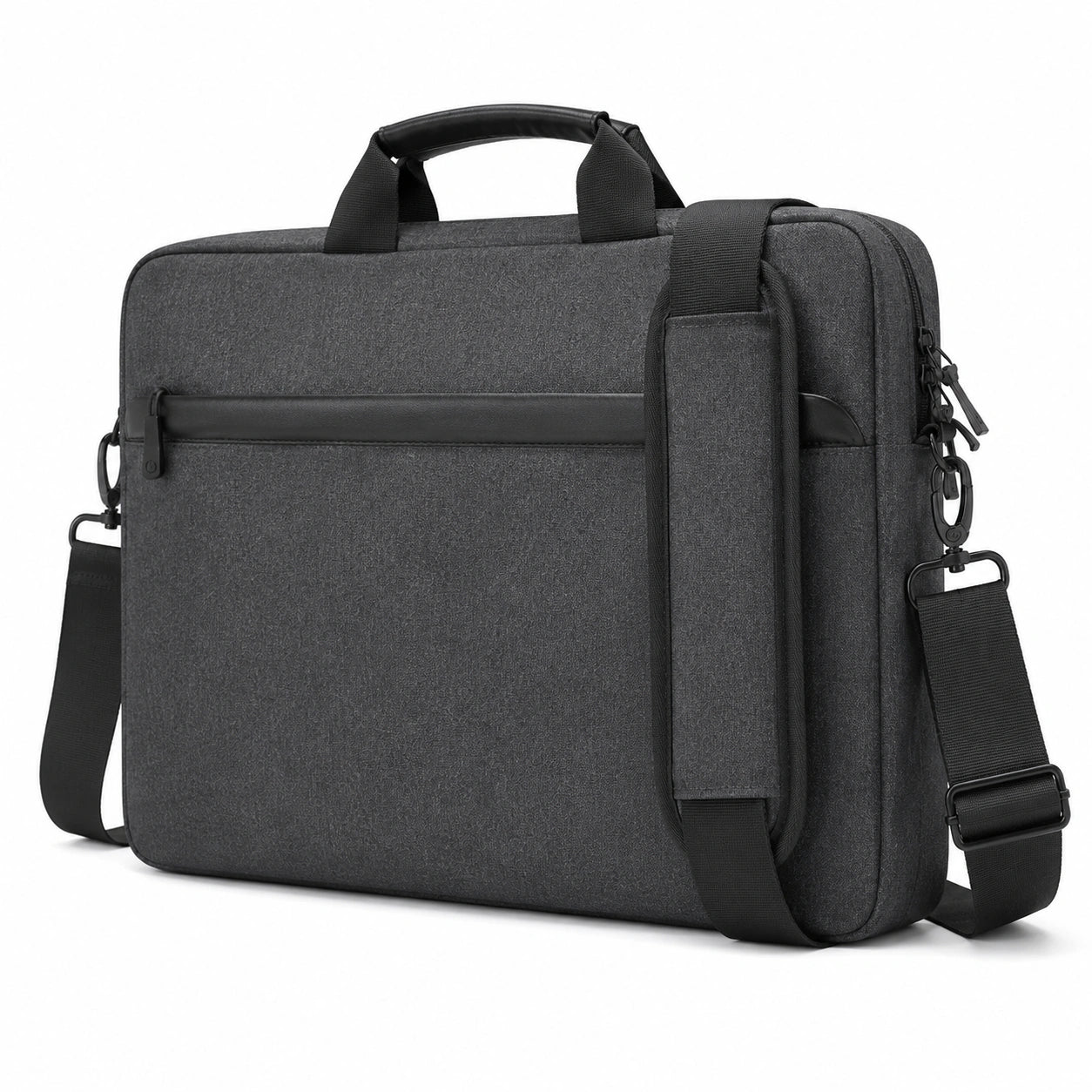 Borsa porta laptop 40 x 8 x 30 cm in tessuto grigio scuro con tracolla e manici