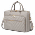 Borsa porta computer 40 x 10 x 30 cm in pelle sintetica grigio chiaro per ufficio trapuntata