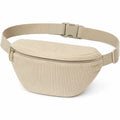 Marsupio 30 x 15 x 8 cm in tessuto a coste beige con cintura regolabile e chiusura a zip