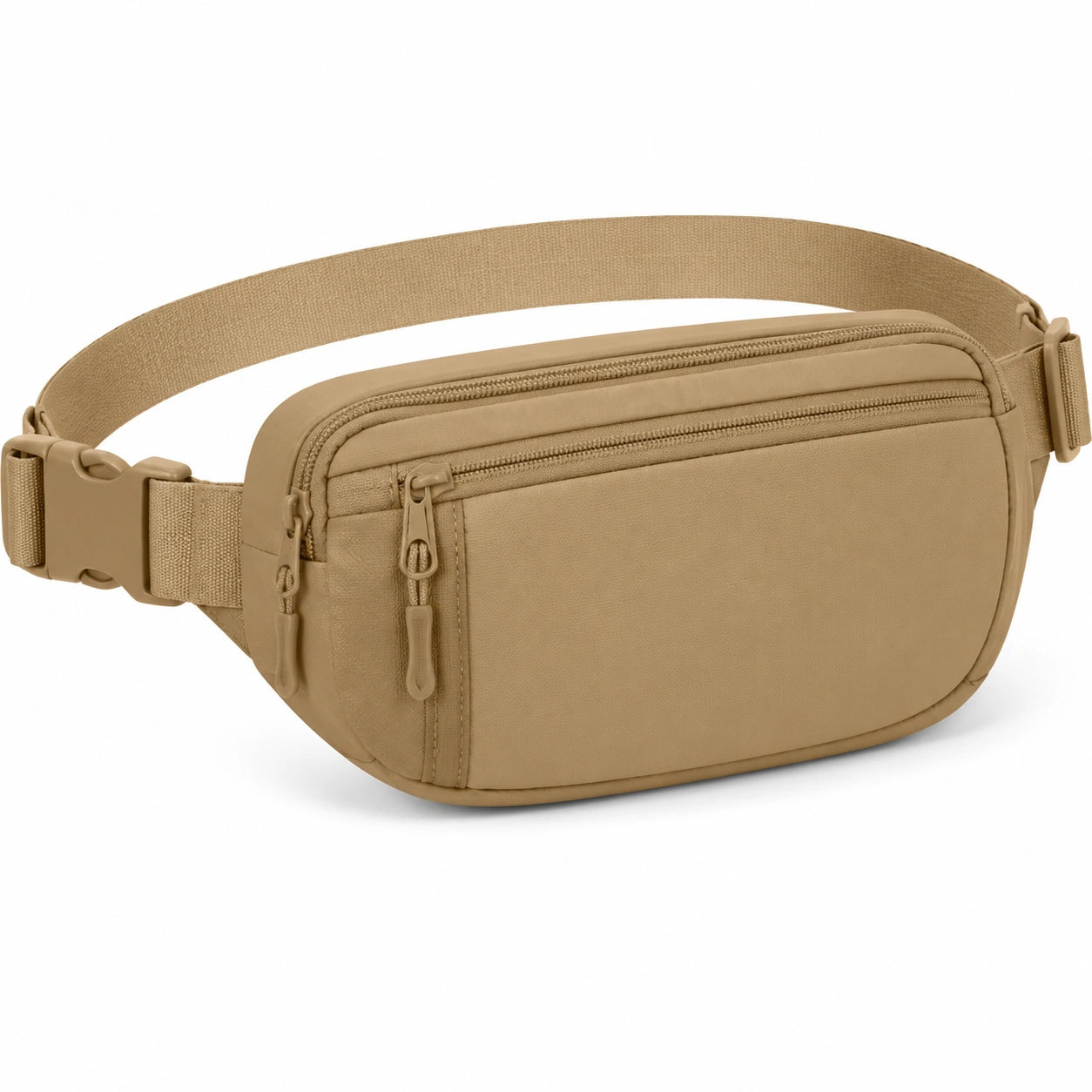 Marsupio 30 x 7 x 16 cm in tessuto sintetico beige con cintura regolabile e tasche con zip