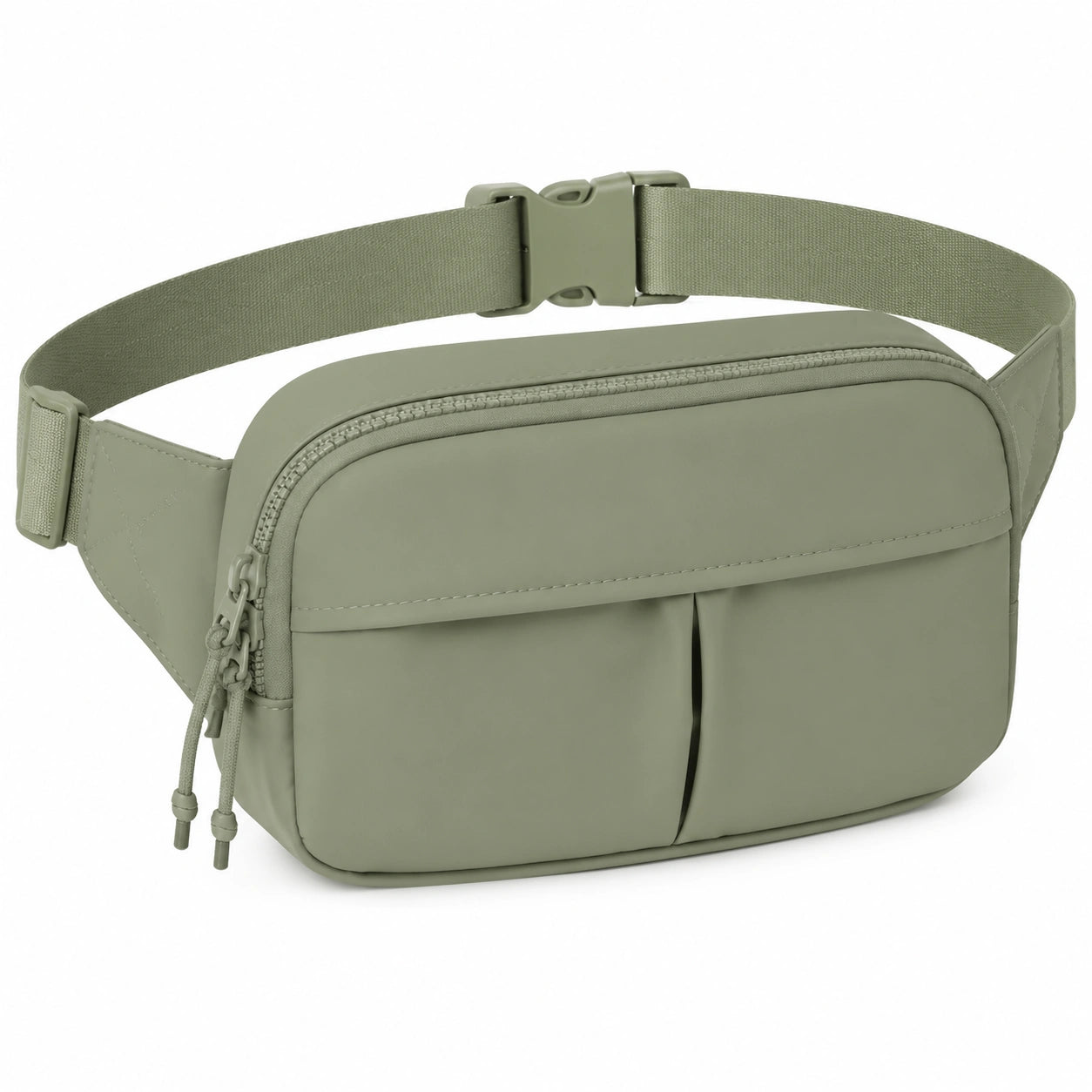Marsupio 23 x 15 x 6 cm in tessuto verde salvia con cintura regolabile e tasche frontali
