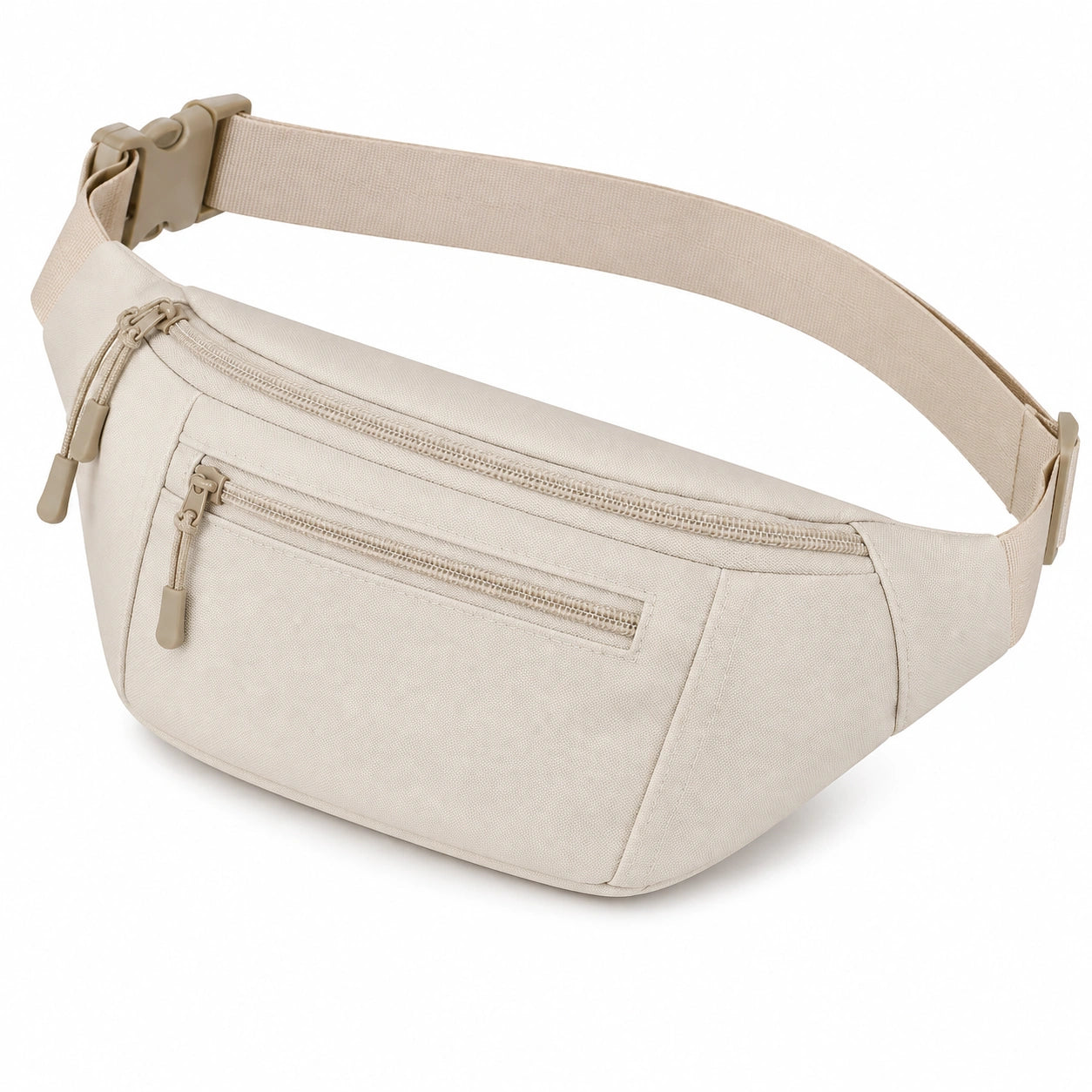 Marsupio 30 x 8 x 16 cm in tessuto beige - cintura regolabile e tasche con zip