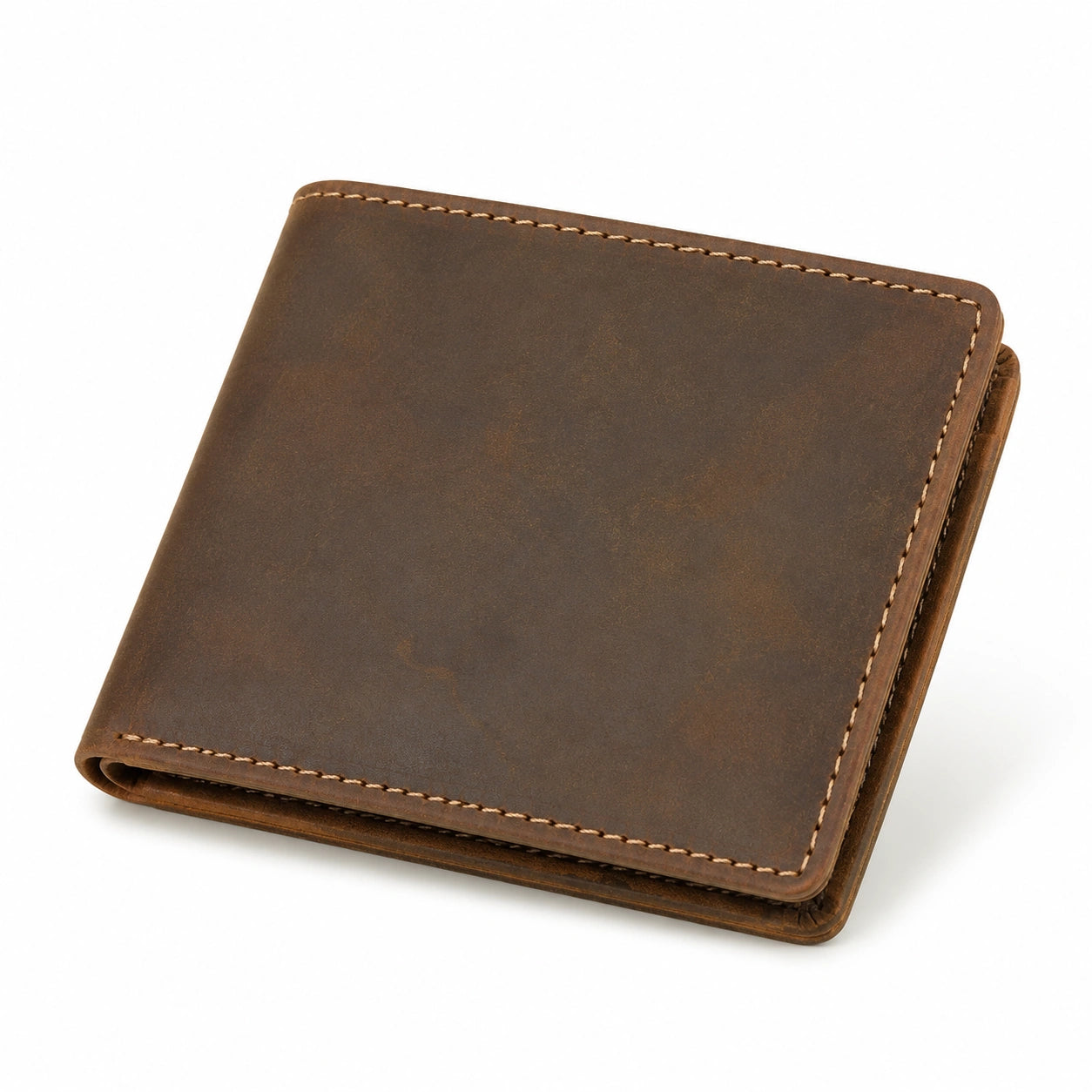 Portafoglio uomo 12 x 9 x 2 cm in pelle marrone - pieghevole compatto