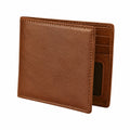 Portafoglio bifold 12 x 9.5 cm effetto pelle marrone con scomparti per carte