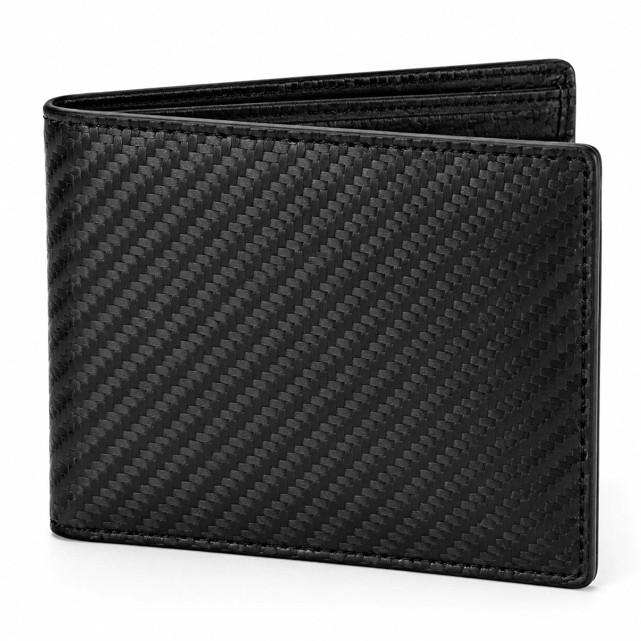Portafoglio pieghevole 11.5 x 9.5 x 1.5 cm nero in materiale sintetico effetto fibra di carbonio