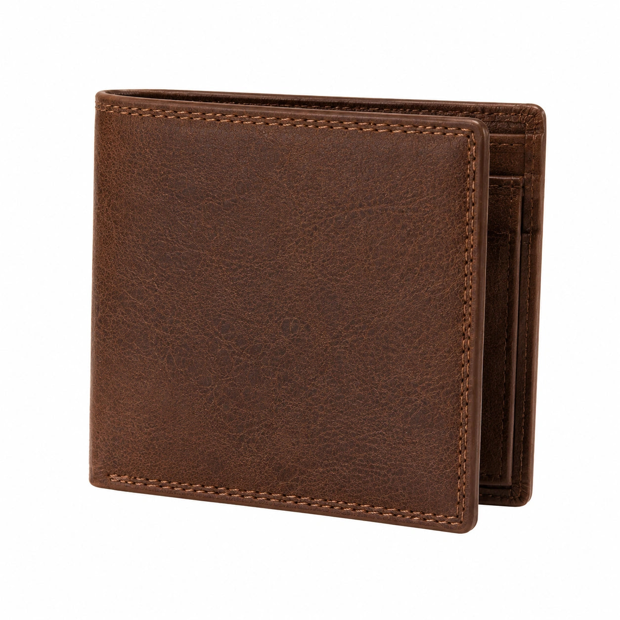 Portafoglio pieghevole 12 x 9.5 cm in pelle marrone per uso quotidiano classico