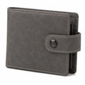 Portafoglio uomo 12 x 9.5 cm in materiale sintetico grigio con chiusura a bottone - compatto per carte e banconote