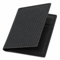 Portafoglio uomo 11 x 9 x 1 cm in materiale sintetico nero intrecciato - pieghevole con portacarte