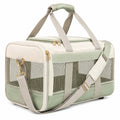 Trasportino per animali 45 x 28 x 30 cm in tessuto e rete verde salvia con tracolla regolabile