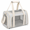 Trasportino morbido per animali 45 x 28 x 30 cm in tessuto grigio con rete traspirante