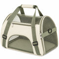 Trasportino per animali 45 x 28 x 28 cm in tessuto e rete verde oliva e beige - pieghevole e ventilato