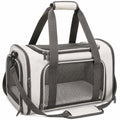 Borsa trasportino per animali 50 x 30 x 30 cm in tessuto grigio e nero con rete e tracolla
