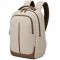Zaino porta laptop 32 x 18 x 45 cm in poliestere beige e marrone con scomparti multipli