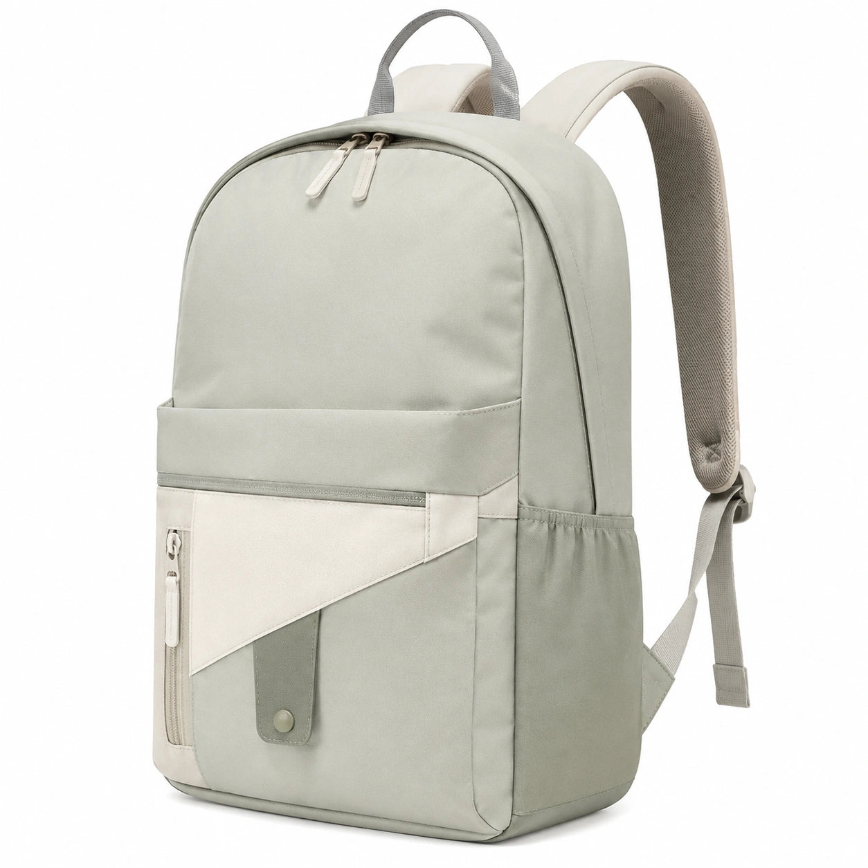 Zaino 30 x 15 x 42 cm in tessuto sintetico verde salvia con tasche e spallacci regolabili