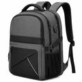 Zaino porta computer 32 x 20 x 48 cm in tessuto grigio e nero con scomparti multipli